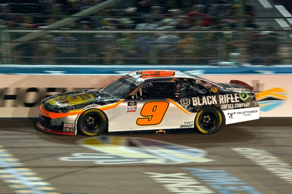 Noah Gragson drives during the NASCAR Xfinity Series auto race Saturday, Nov. 6, 2021, in Avond ...