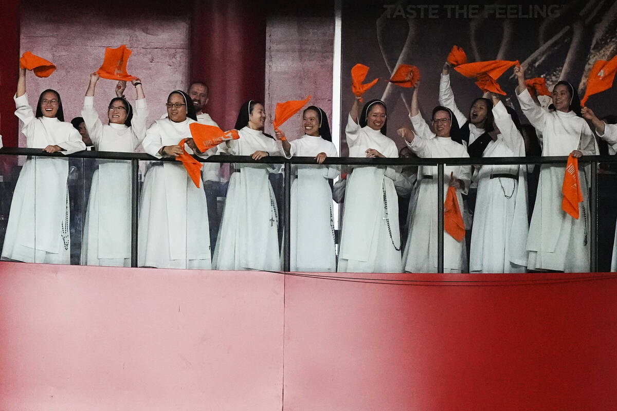 The Rally Nuns cheer during the first inning in Game 2 of baseball's World Series between the H ...