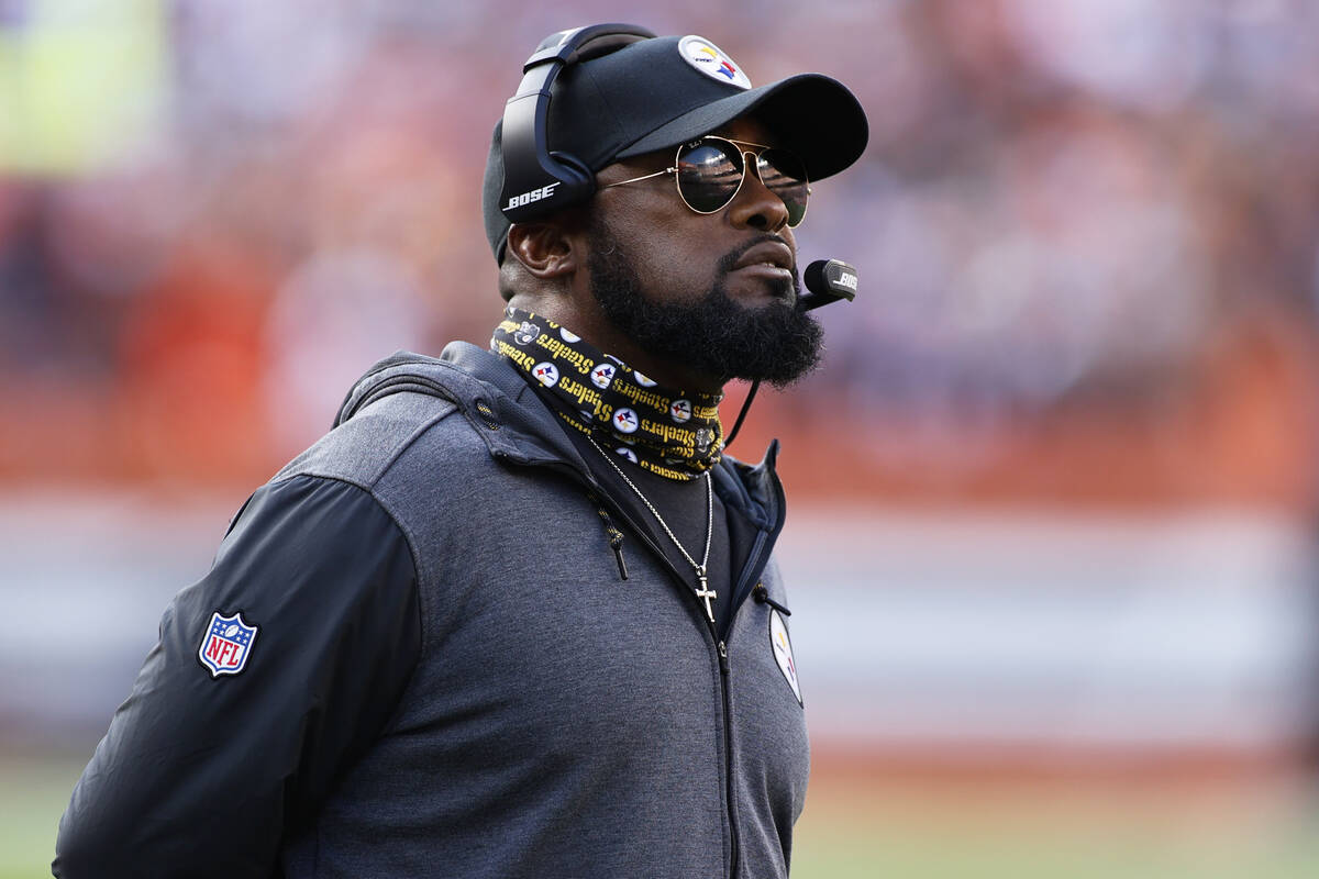 Pittsburgh Steelers head coach Mike Tomlin watches during the first half of an NFL football gam ...