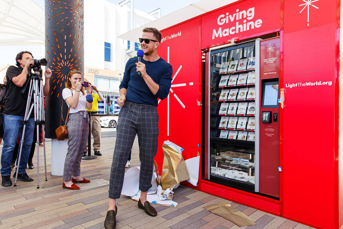 Dan Reynolds of Imagine Dragons talks about The Giving Machine at Downtown Summerlin. It is one ...