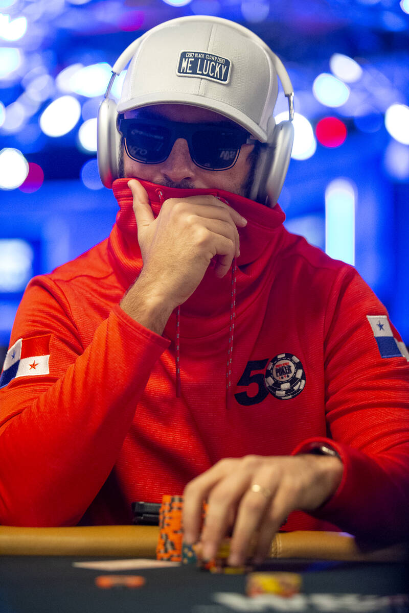 Jose Severino, of Panama, decides on a bet during the World Series of Poker Main Event at the R ...