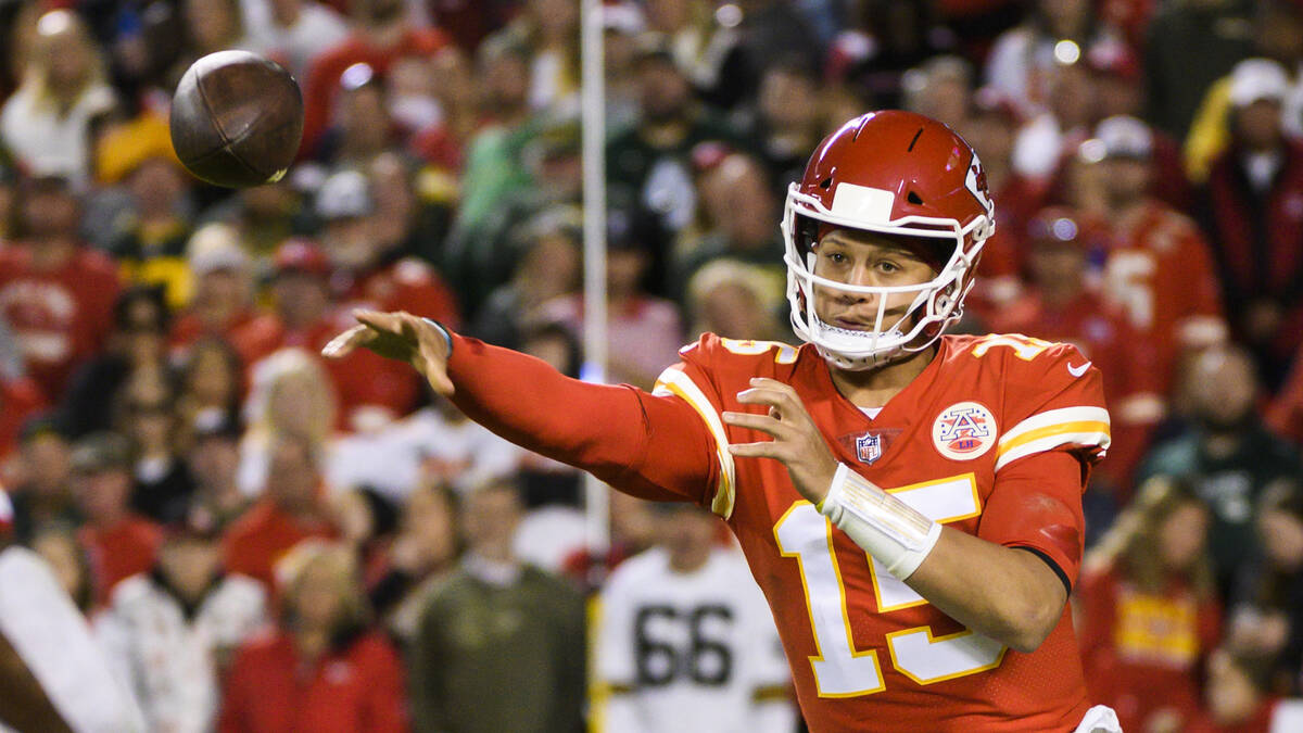 Kansas City Chiefs quarterback Patrick Mahomes throws against the Green Bay Packers during the ...