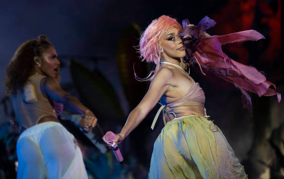 Doja Cat performs during Day N Vegas at the Las Vegas Festival Grounds on Saturday, Nov. 13, 20 ...