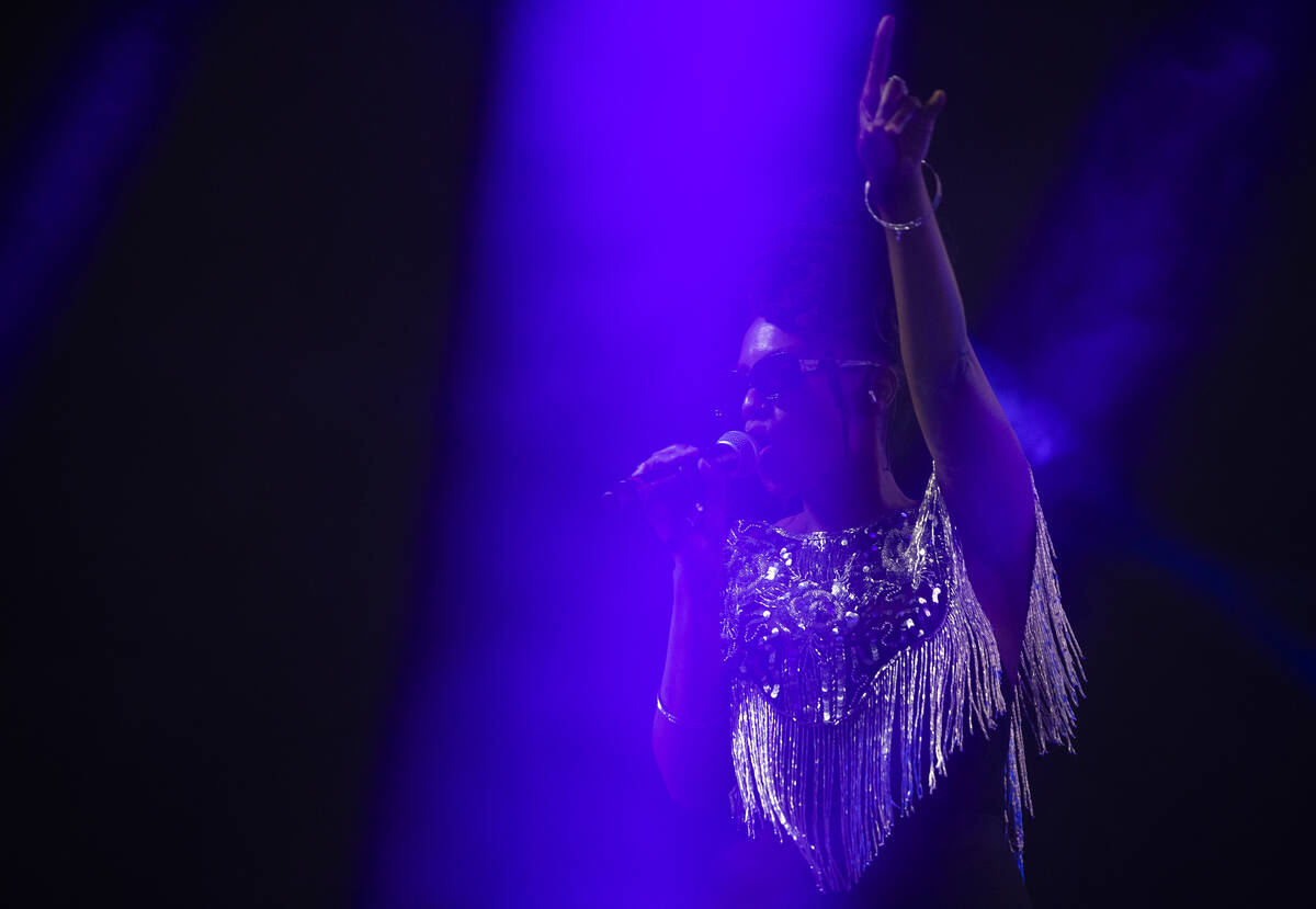 Mereba performs during Day N Vegas at the Las Vegas Festival Grounds on Saturday, Nov. 13, 2021 ...