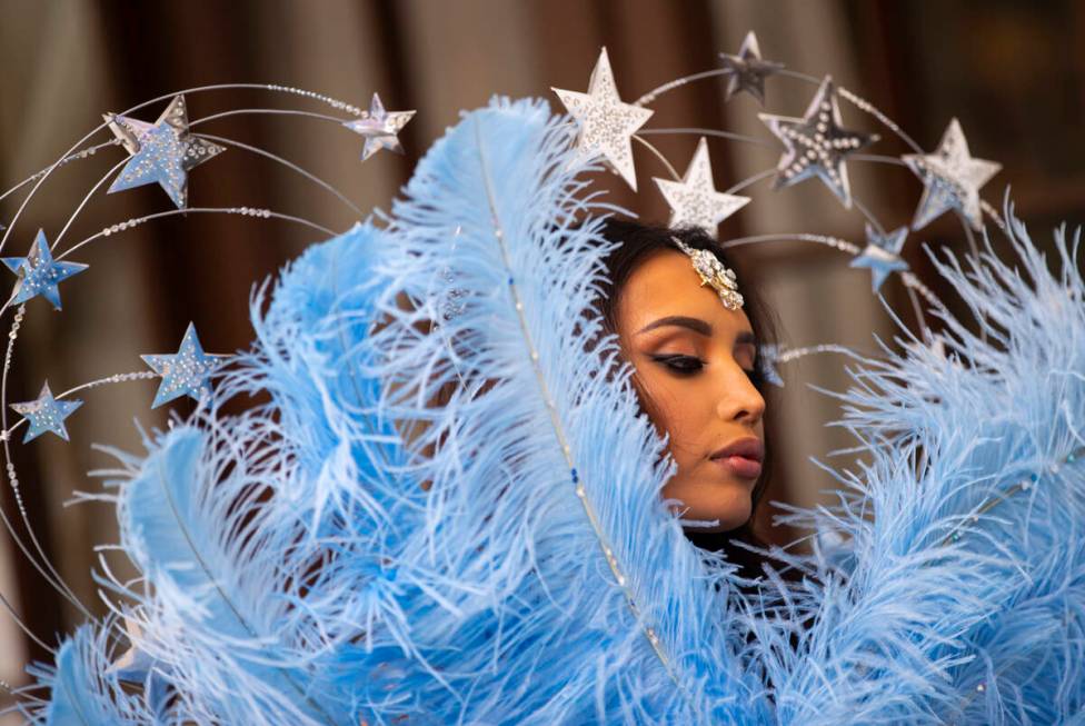 Miss Nevada USA Kataluna Enriquez models her state costume, which willl be revealed onstage at ...