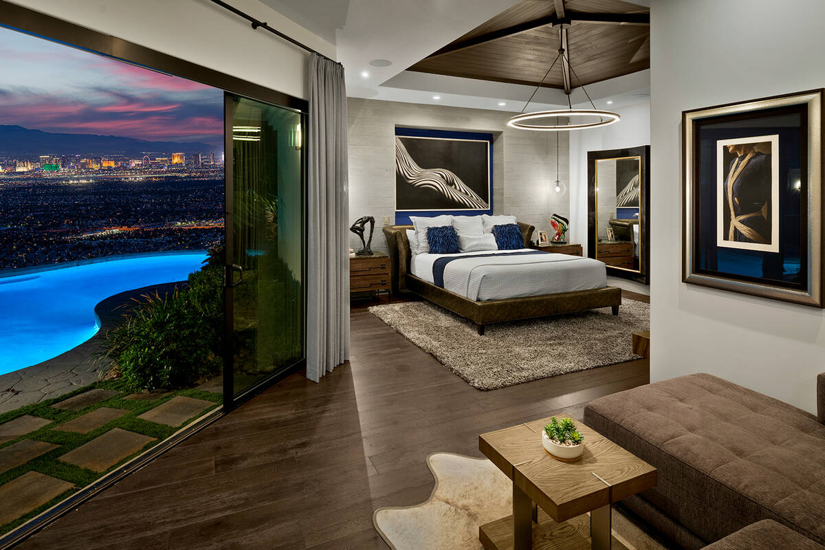 The master suite offers views of the Las Vegas Valley. (Christopher Homes)