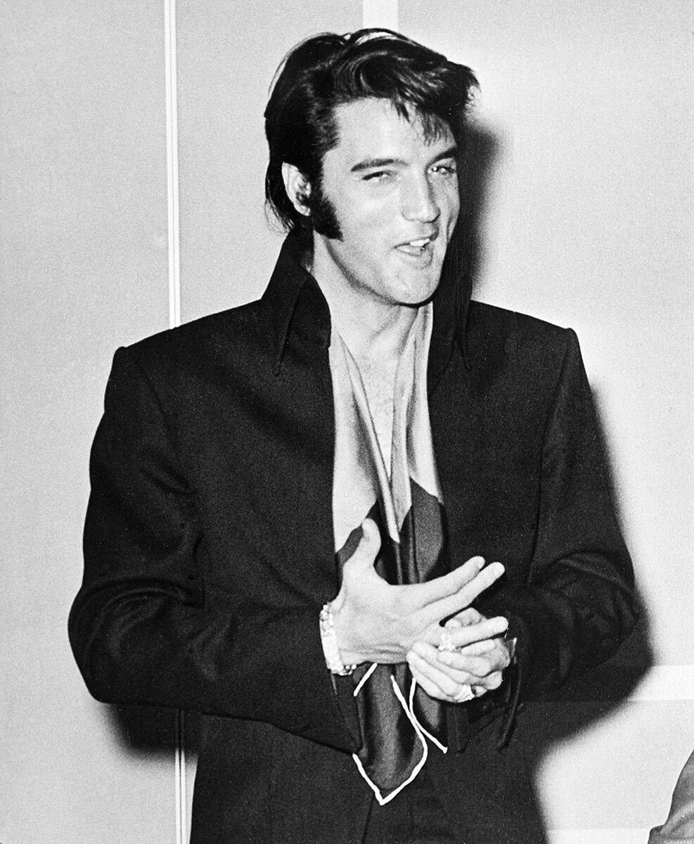 Elvis Presley is shown at the International Hotel where he made his first public stage appearan ...