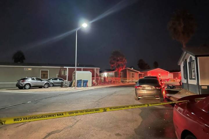 Scene of a fatal fire at 6223 E. Sahara Avenue, near Tree Line Drive, in Las Vegas. (Sabrina Sc ...