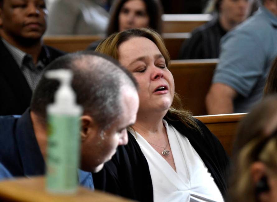 Kyle Rittenhouse's mother, Wendy Rittenhouse, reacts as her son is found not guilt on all count ...