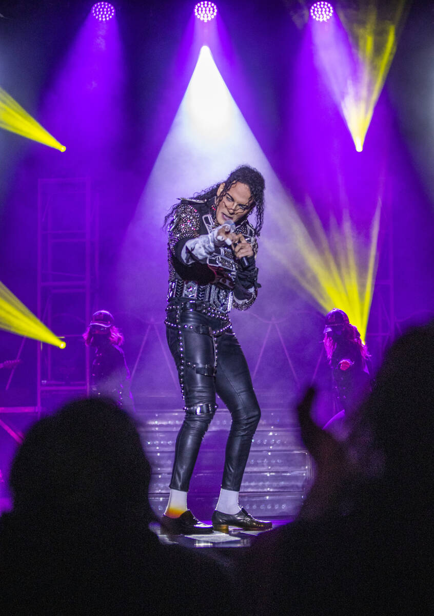 Jalles Franca as Michael Jackson sings during the opening performance of MJ Live at The STRAT b ...