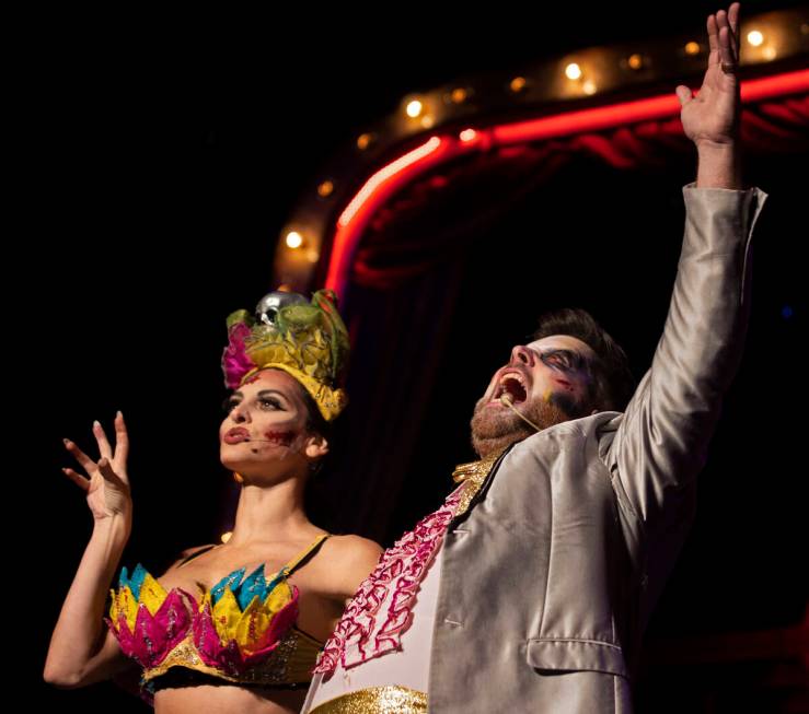 Enoch Augustus Scott, right, performs in “Zombie Burlesque" at V Theater on Tuesday ...