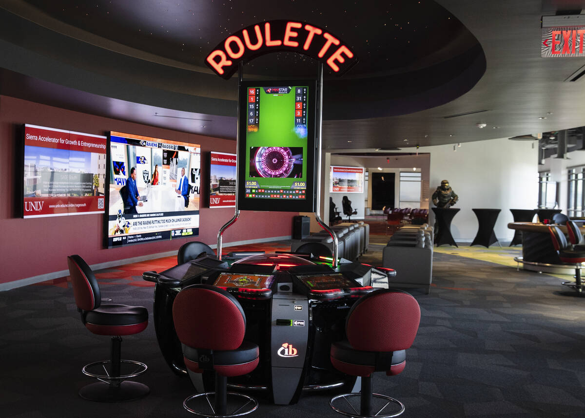 A video roulette machine and a sportsbook area are shown at the Black Fire Innovation center on ...