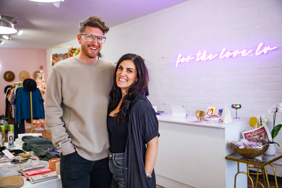 Nate Johnson and his wife Emily Johnson, owners of the boutique clothing store For the love, LV ...