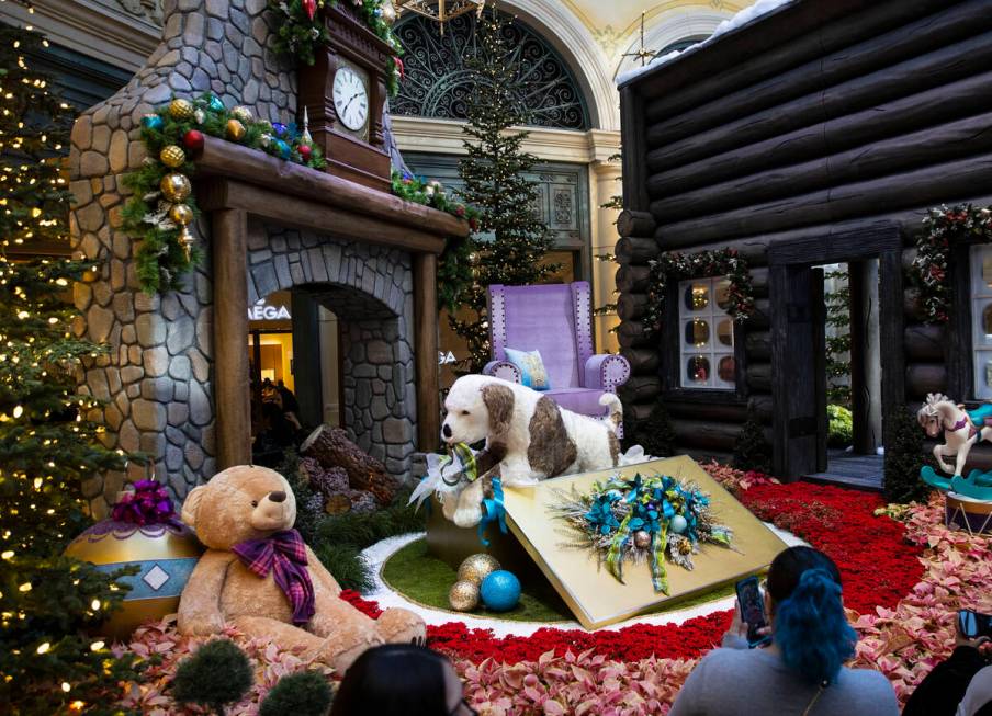 The Bellagio Conservatory's holiday display "Holiday Time" is shown, on Tuesday, Nov. 23, 2021, ...