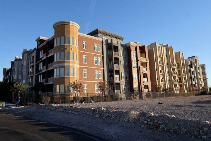 Apartment buildings at The Gramercy, a mixed-use development in the southwest valley, is shown ...