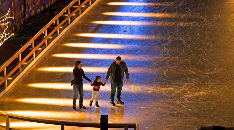 Ice skaters enjoy Enchant Christmas at Las Vegas Ballpark on Tuesday, Nov. 30, 2021, in Las Veg ...
