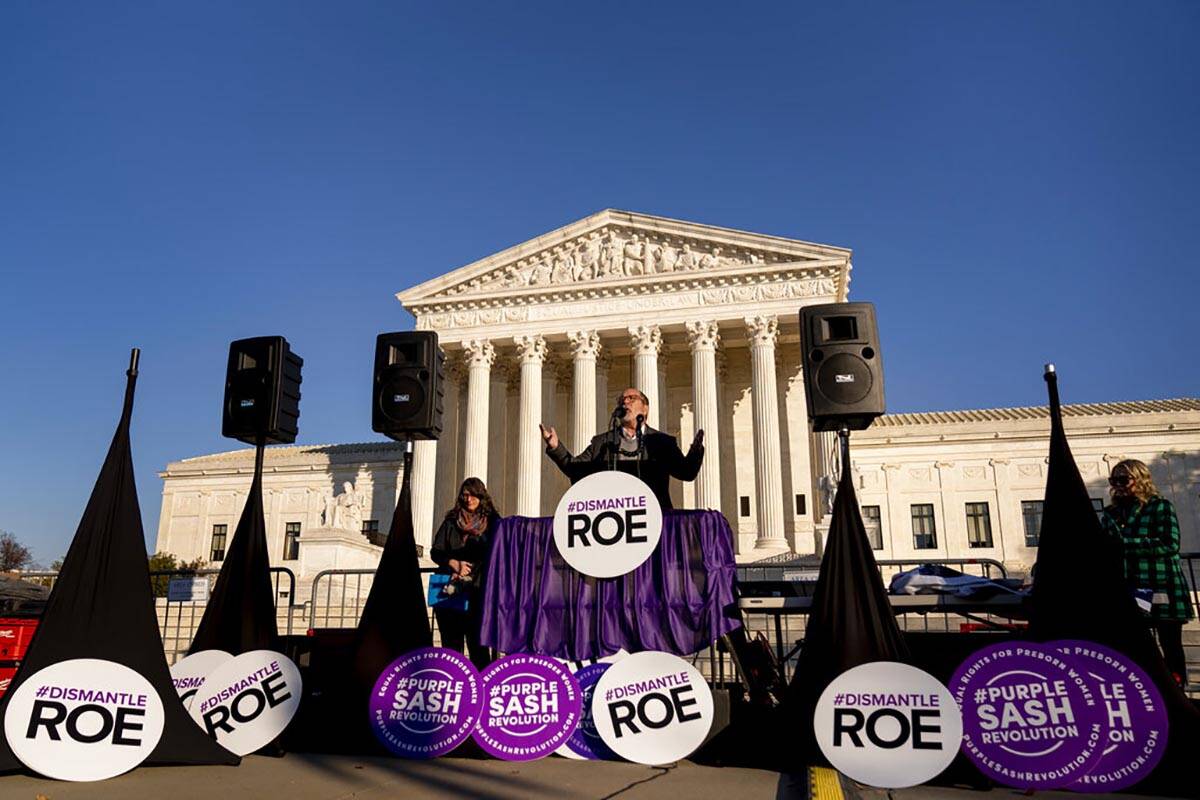 Rev. Patrick Mahoney speaks at an anti-abortion rally outside of the Supreme Court in Washingto ...