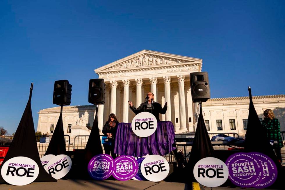 Rev. Patrick Mahoney speaks at an anti-abortion rally outside of the Supreme Court in Washingto ...