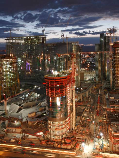 The under-construction Harmon hotel at Las Vegas' CityCenter complex, photographed on September ...