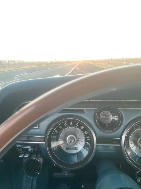 R-J columnist John Katsilometes turns the odometer in his 1967 Mercury Cougar to 173,000 miles ...