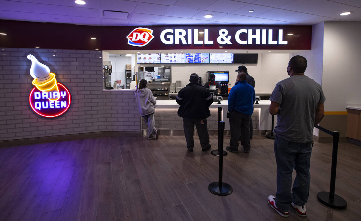 People line up to place an order at Dairy Queen inside the new food court at Circus Circus in L ...