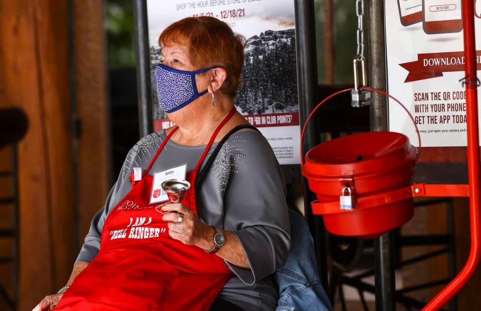 Salvation Army bell ringer Anita Murray is seen during a kickoff for the 2021 Red Kettle fundra ...