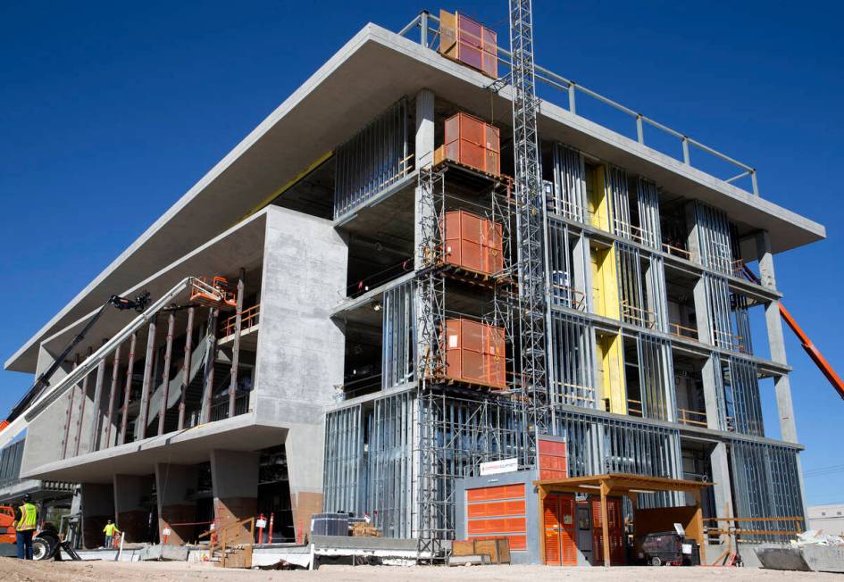The Kirk Kerkorian School of Medicine is under construction on Friday, Oct. 15, 2021, in Las Ve ...