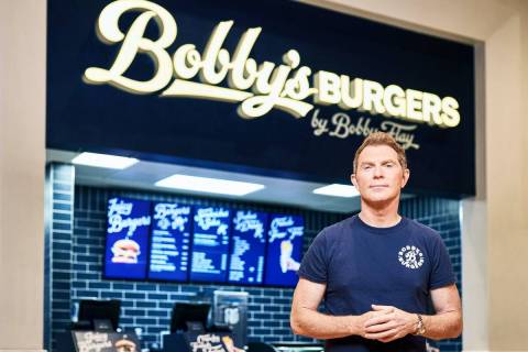 Bobby Flay in front of Bobby's Burgers. (Caesars Entertainment)