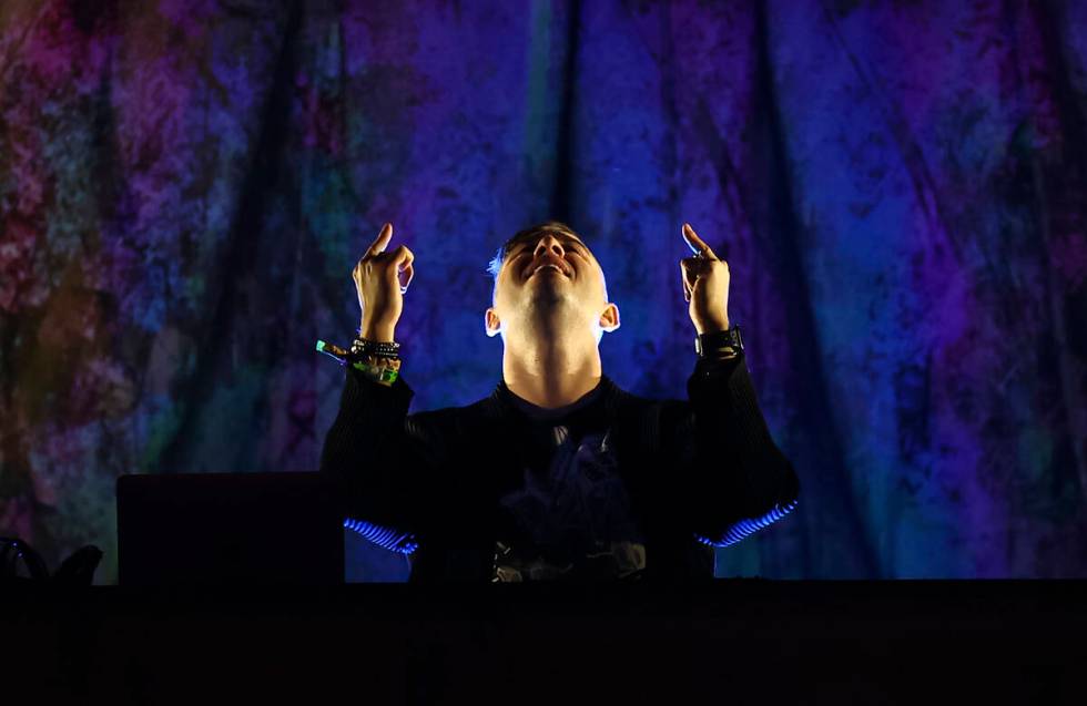 DJ 3Lau performs at the Kinetic Field stage during the final day of the Electric Daisy Carnival ...
