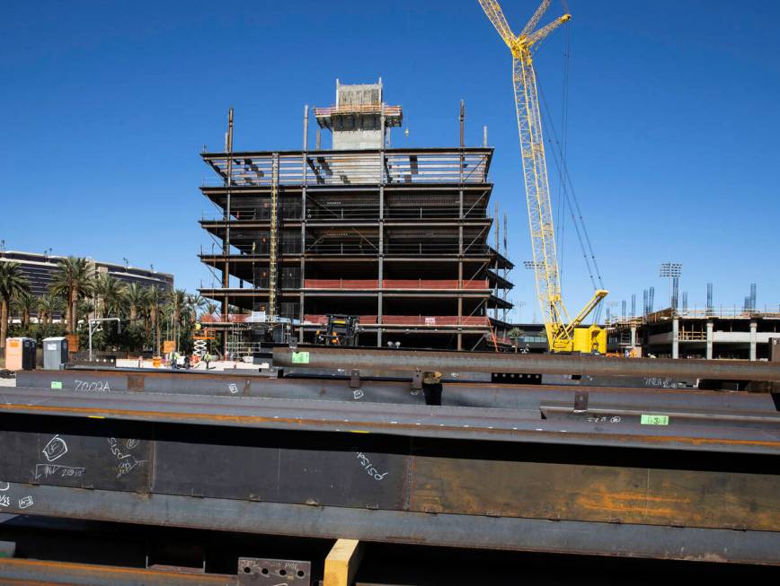 A new office building under construction next to Las Vegas Ballpark in Summerlin is seen, on Fr ...