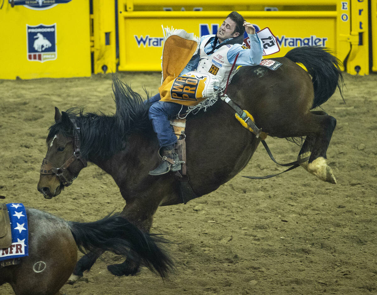 Kaycee Field of Genola, Utah, rides Full Baggage to first place in Bareback Riding during the R ...