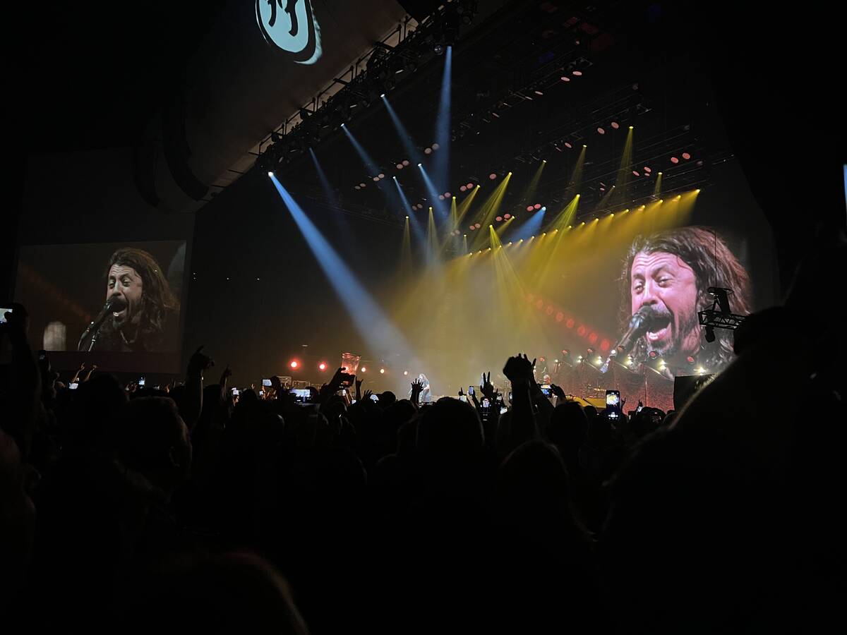 Dave Grohl of Foo Fighters is shown at Dolby Live on Saturday, Dec. 4, 2021. (John Katsilometes ...