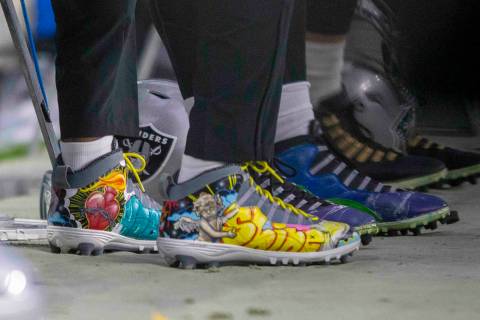 Raiders tight end Darren Waller (83) wears his My Cause My Cleats during the second quarter of ...