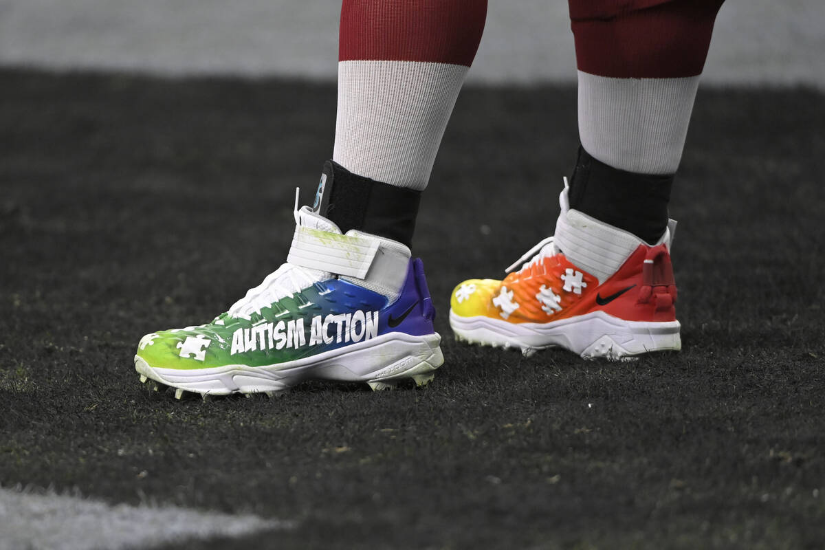Washington Football Team center Tyler Larsen (69) with My Cause My Cleats shoes before an NFL f ...
