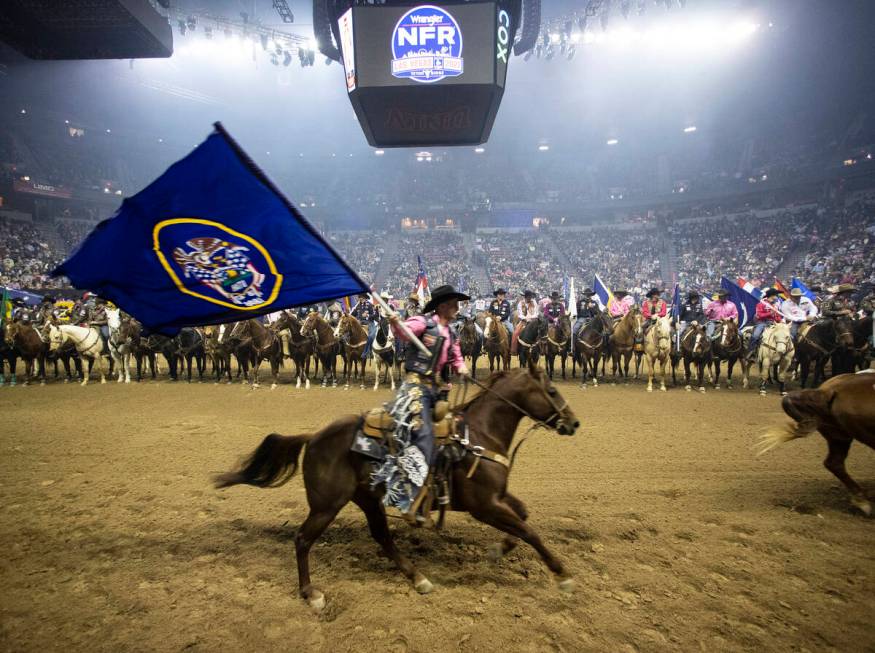 Competitors lined up during the opening ceremony in the fifth round of the Wrangler National Fi ...