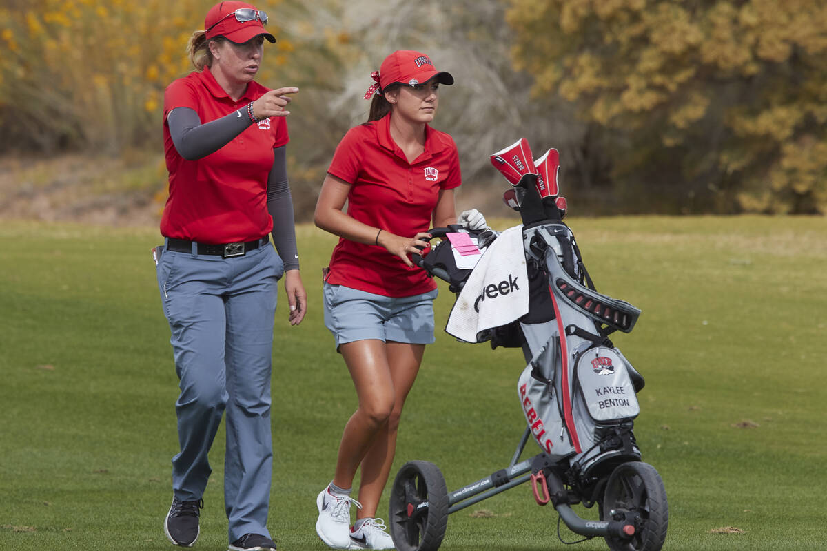Amy Bush-Herzer (left) is in the midst of her seventh season as the UNLV women's golf coach. (U ...