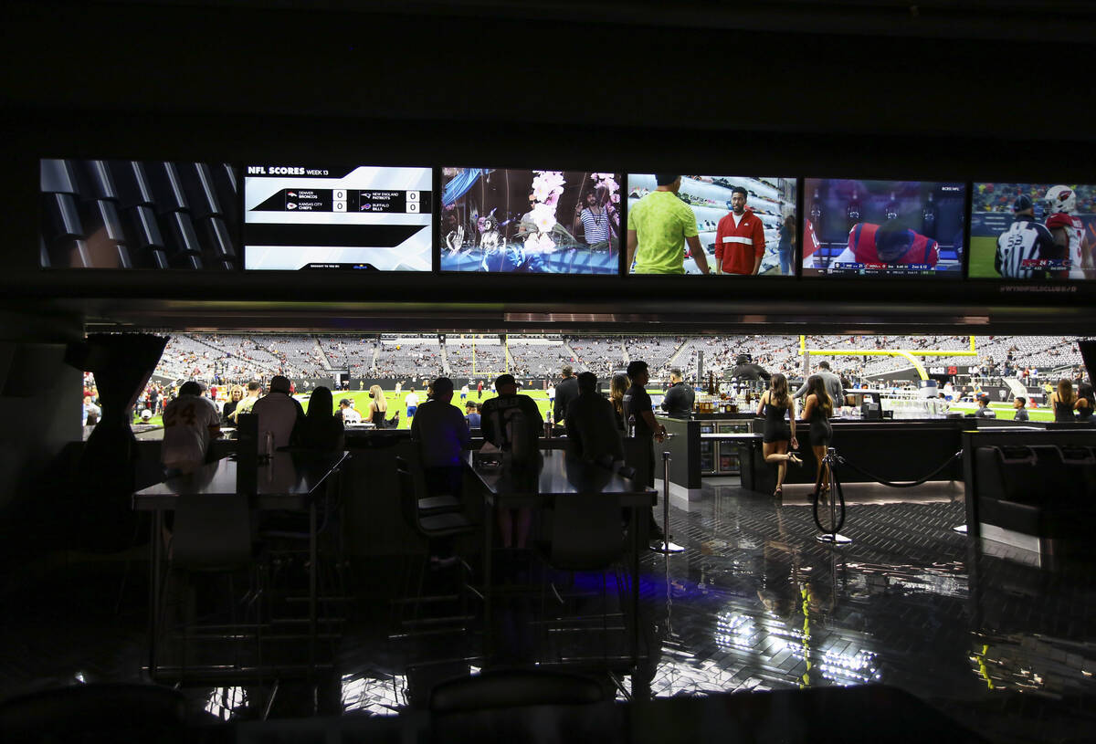 A view of the Wynn Field Club before the start of a Raiders NFL game against the Washington Foo ...