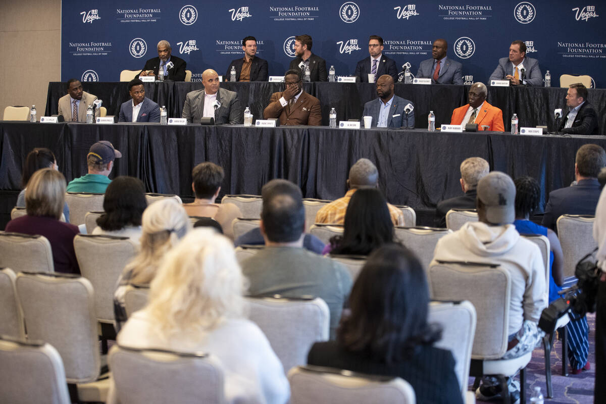 Inductees participate during the College Football Hall of Fame introduction ceremony of the 202 ...