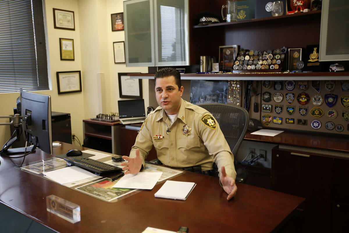 Capt. Dori Koren of the Metropolitan Police Department speaks to the Review-Journal in his offi ...