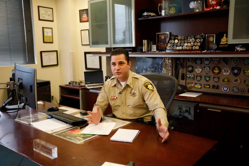 Capt. Dori Koren of the Metropolitan Police Department speaks to the Review-Journal in his offi ...