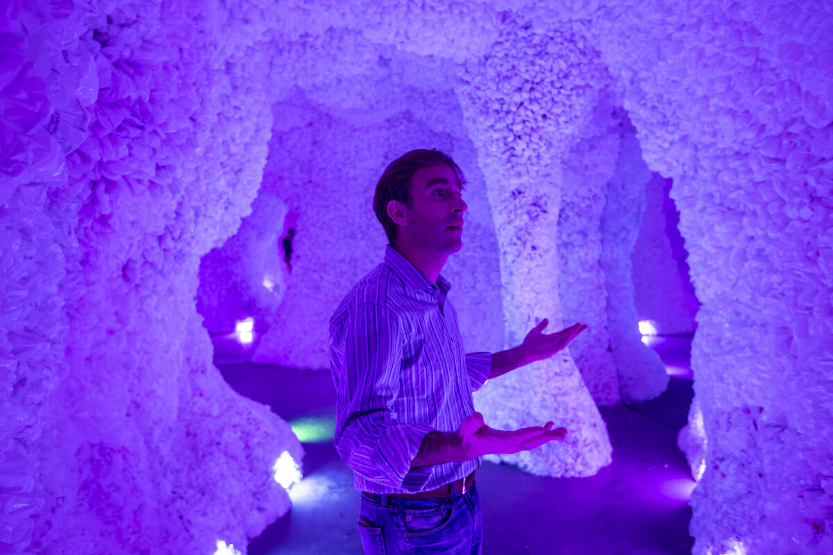 Michael Pollack, a partner at Arcadia Earth, speaks during a tour of the immersive experience h ...