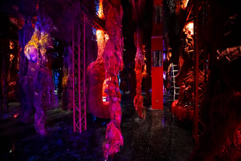 Coral reefs are depicted in a room during a tour of Arcadia Earth, an immersive experience high ...
