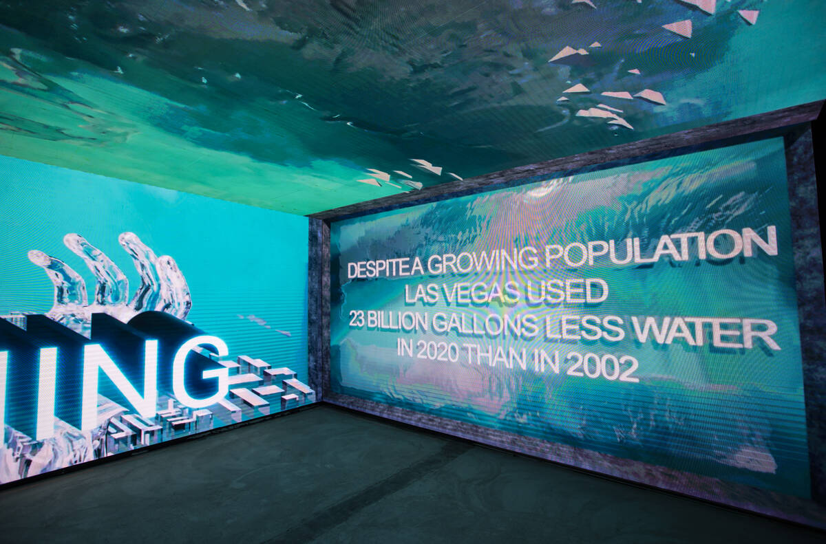 Digital displays are seen by the entrance to Arcadia Earth, an immersive experience highlightin ...