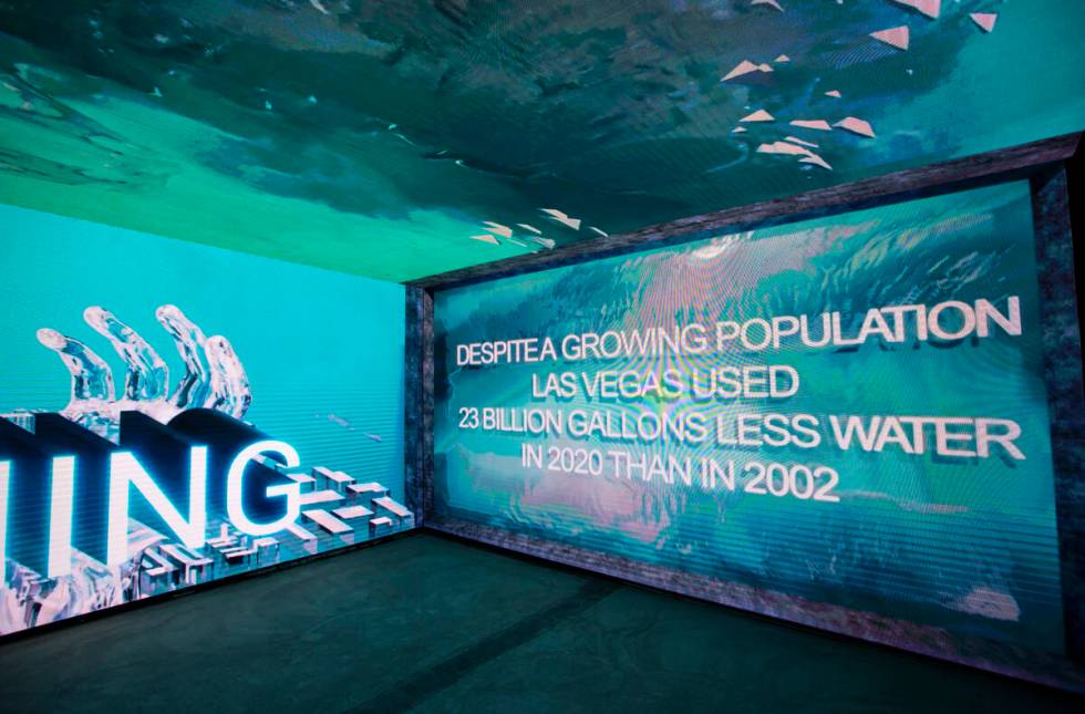 Digital displays are seen by the entrance to Arcadia Earth, an immersive experience highlightin ...