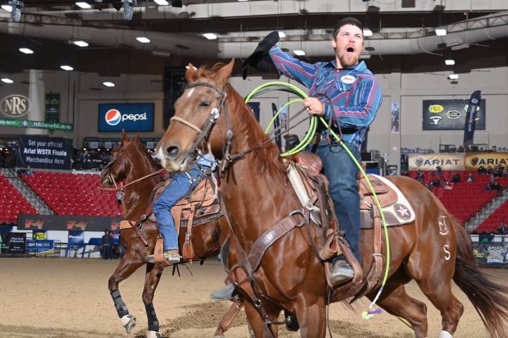 Heeler Shane McCall, after he and header Copie Dickson won the 12.5 division in the World Serie ...