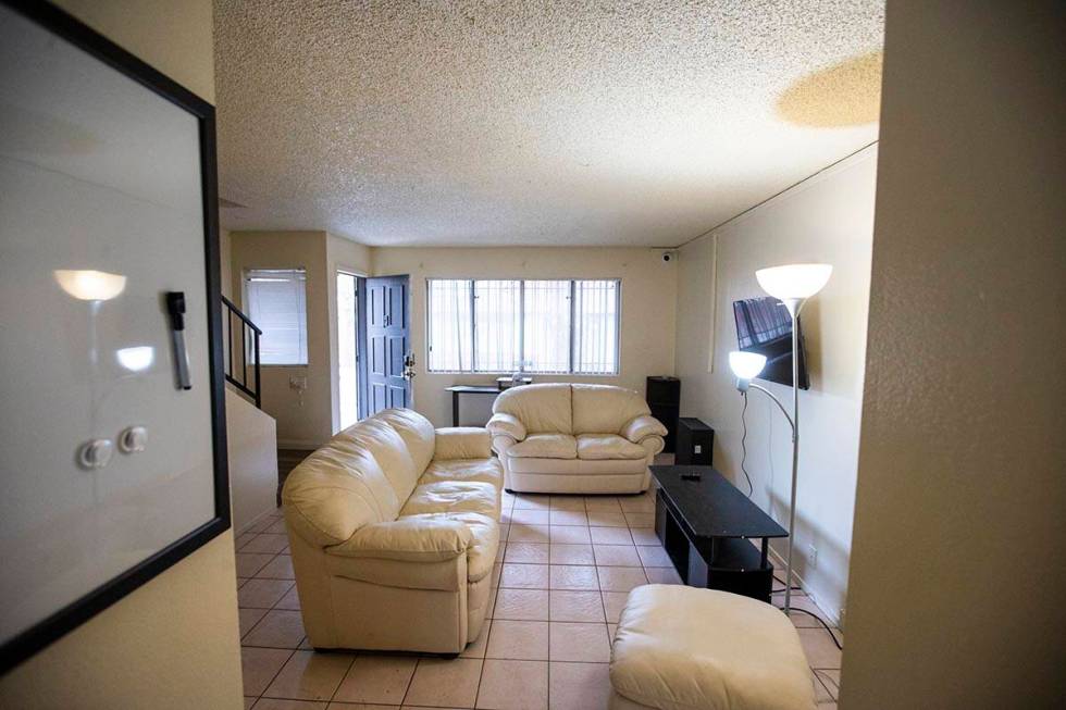 A living room at a home that is part of the new transitional rehousing program by the Nevada Pa ...