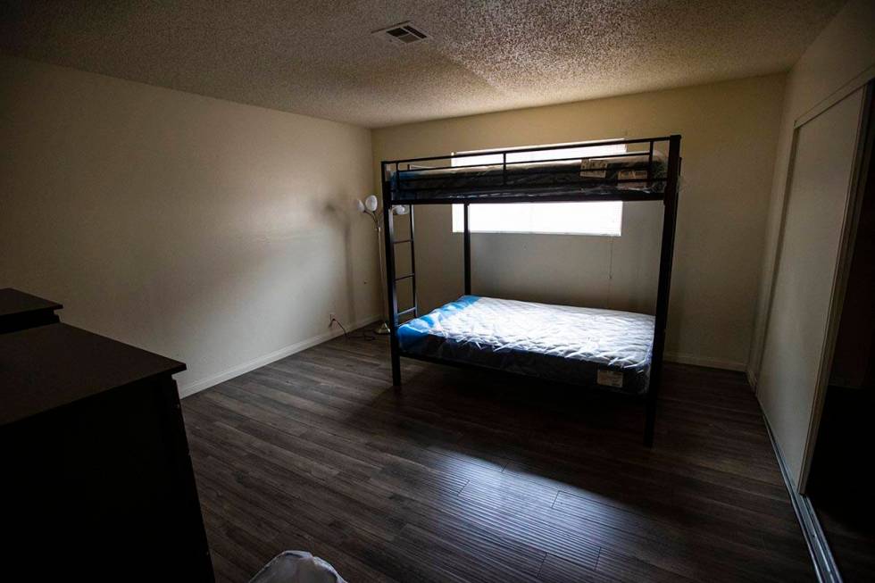A bedroom at a home that is part of the new transitional rehousing program by the Nevada Partne ...