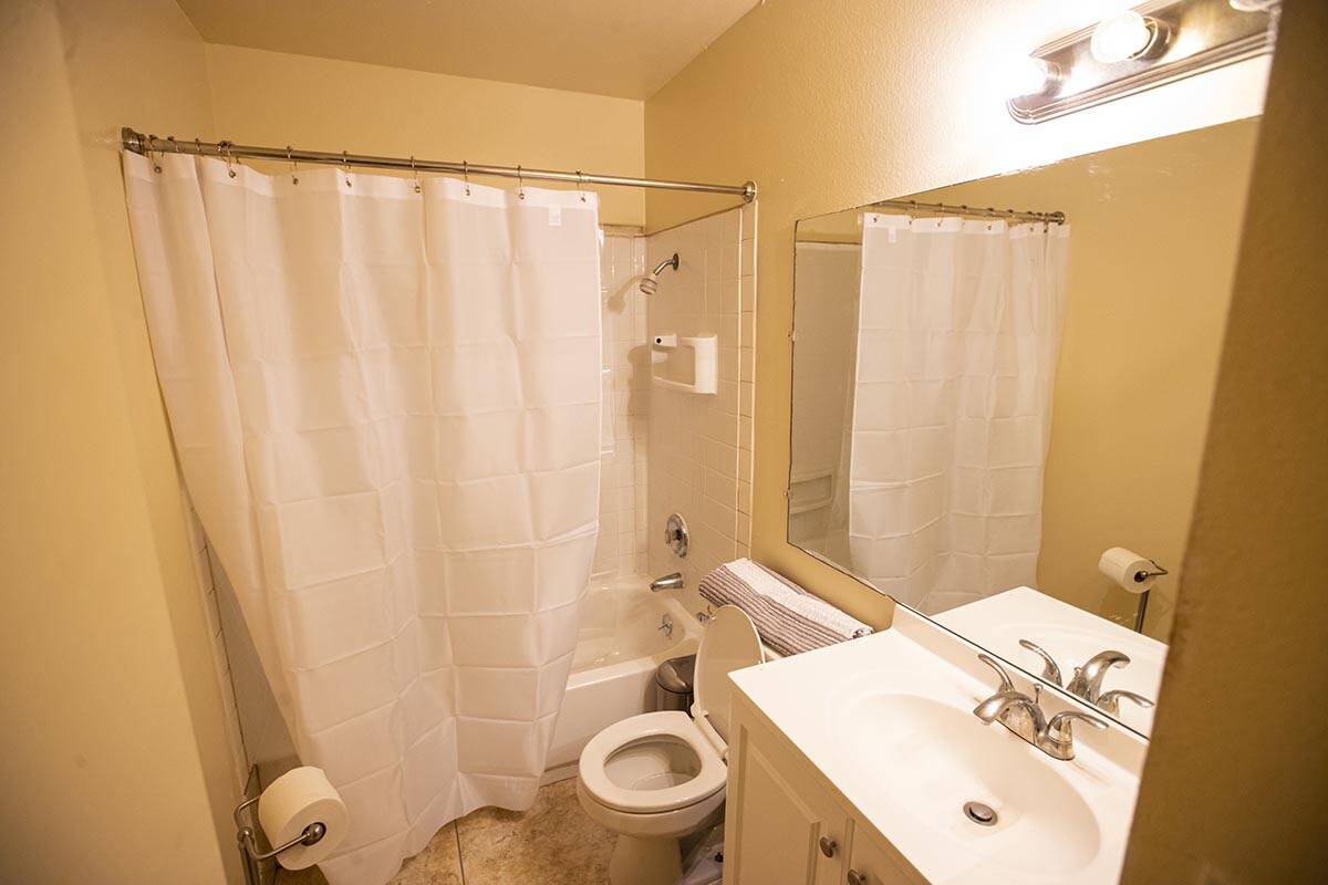 A bathroom at a home that is part of the new transitional rehousing program by the Nevada Partn ...