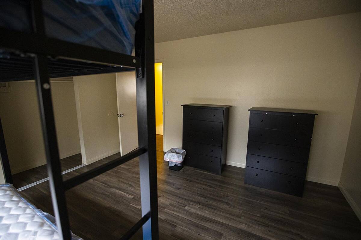 A bedroom at a home that is part of the new transitional rehousing program by the Nevada Partne ...