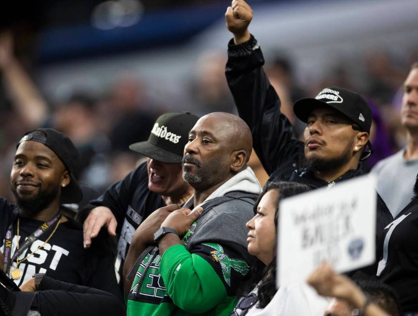 Philadelphia Eagles fans during an NFL football game against the Raiders on Sunday, Oct. 24, 20 ...